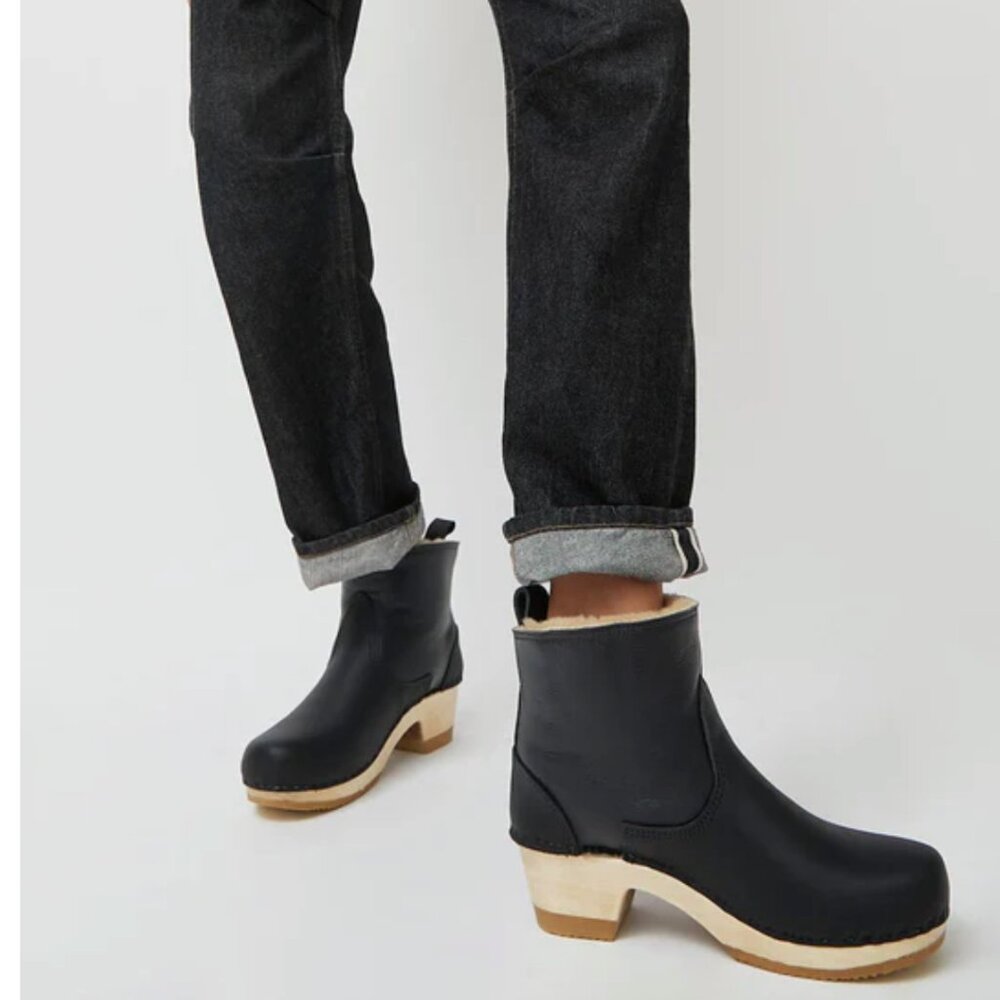 No. 6 Store Shearling Pull-On Clog Boos Ink Aviator EU 40 Mid Heel-NEW